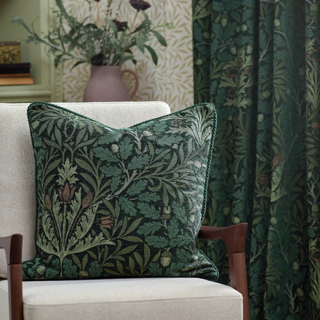 Acorn Thyme / Forest Thermal Dimout Pencil Pleat Curtains - additional product view 3