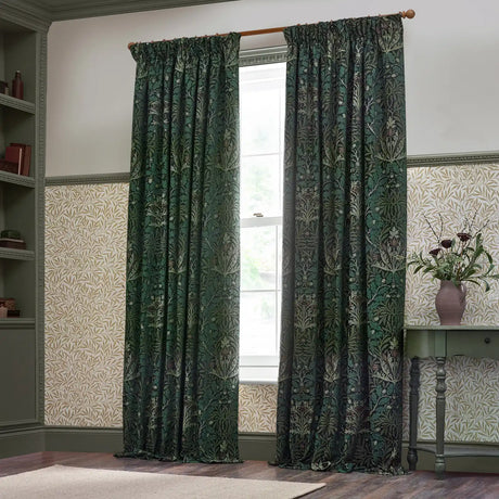 Acorn Thyme / Forest Thermal Dimout Pencil Pleat Curtains - additional product view 5
