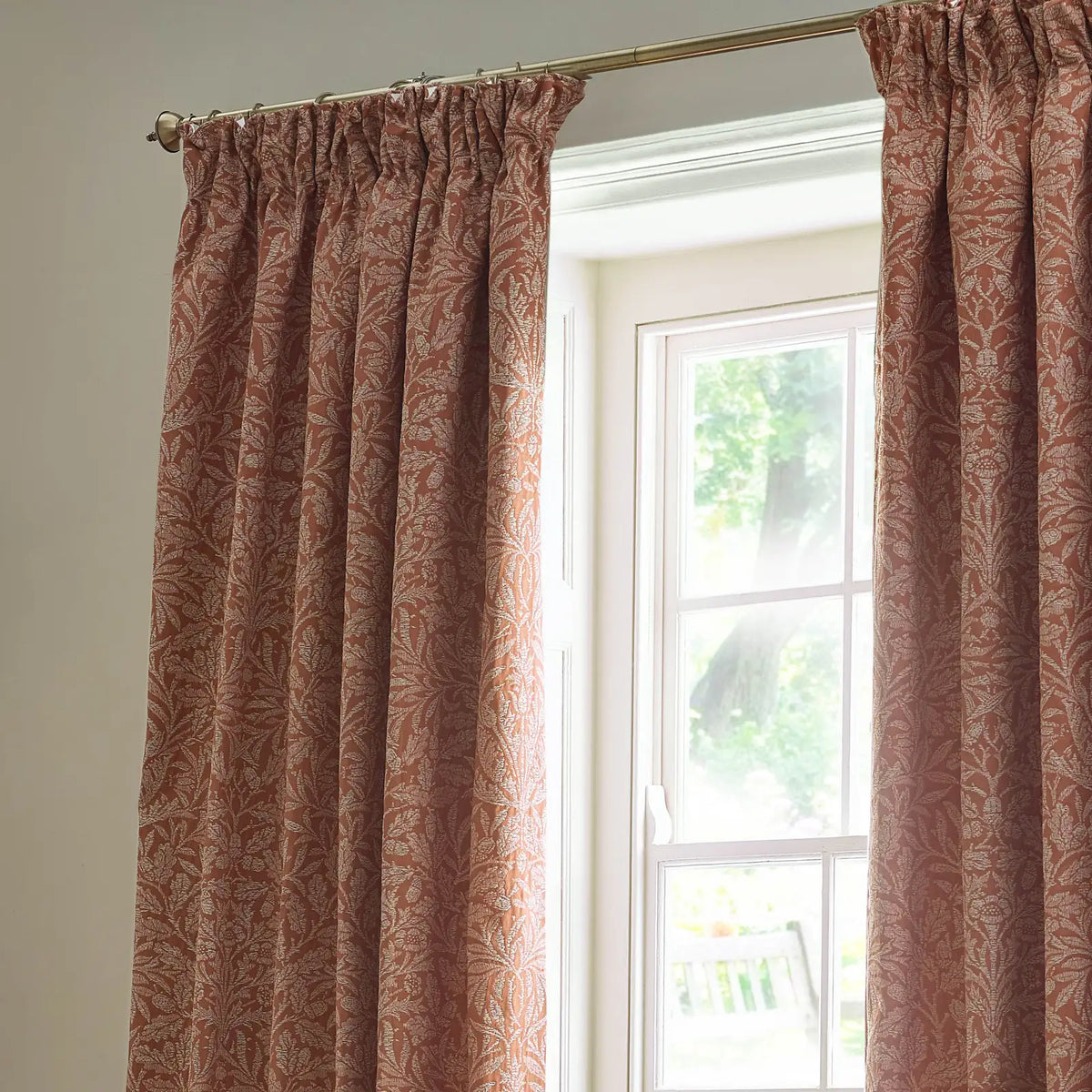 Acorn Tonal Brick Thermal Dimout Pencil Pleat Curtains - additional product view 2