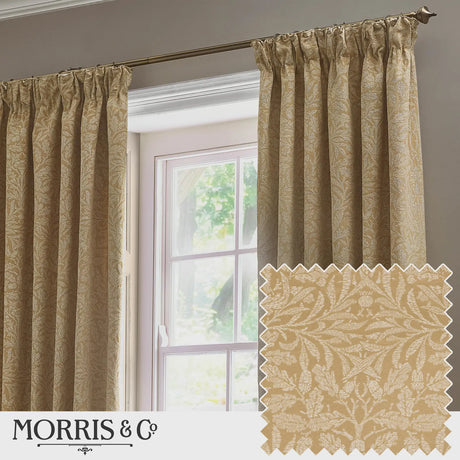 Acorn Tonal Saffron Thermal Dimout Pencil Pleat Curtains - additional product view 1