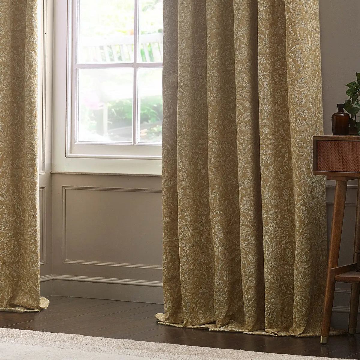 Acorn Tonal Saffron Thermal Dimout Pencil Pleat Curtains - additional product view 3