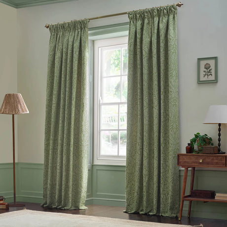 Acorn Tonal Sage Thermal Dimout Pencil Pleat Curtains - additional product view 6