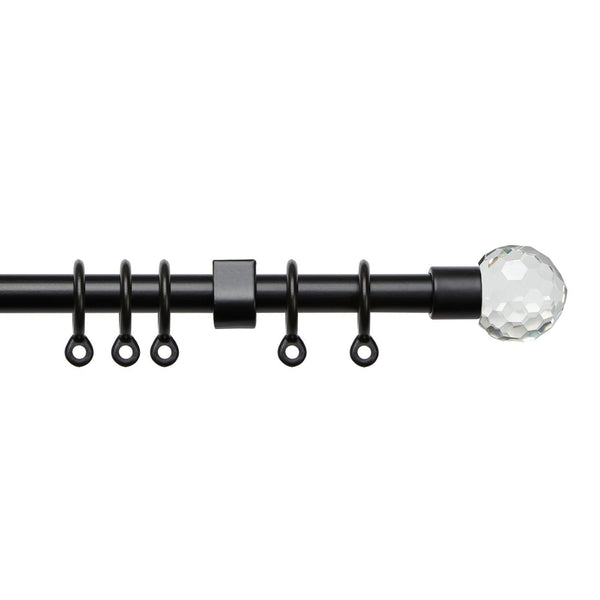 Acrylic Ball Extendable Curtain Pole Black - Ideal