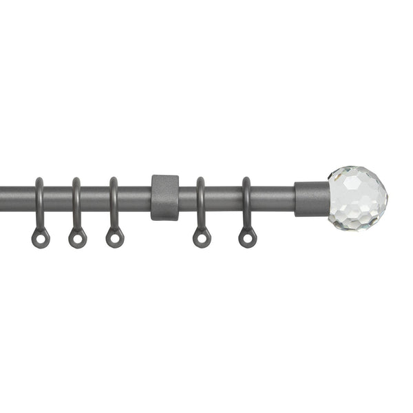 Acrylic Ball Extendable Curtain Pole Silver - Ideal