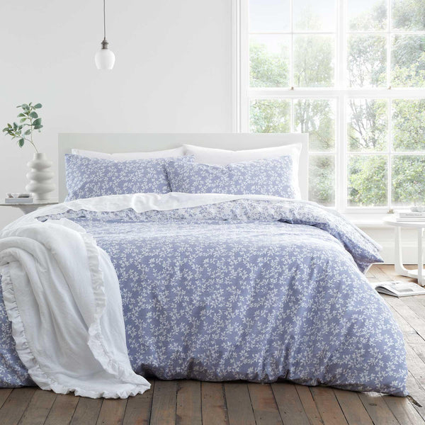 Shadow Leaves French Blue Duvet Cover Set