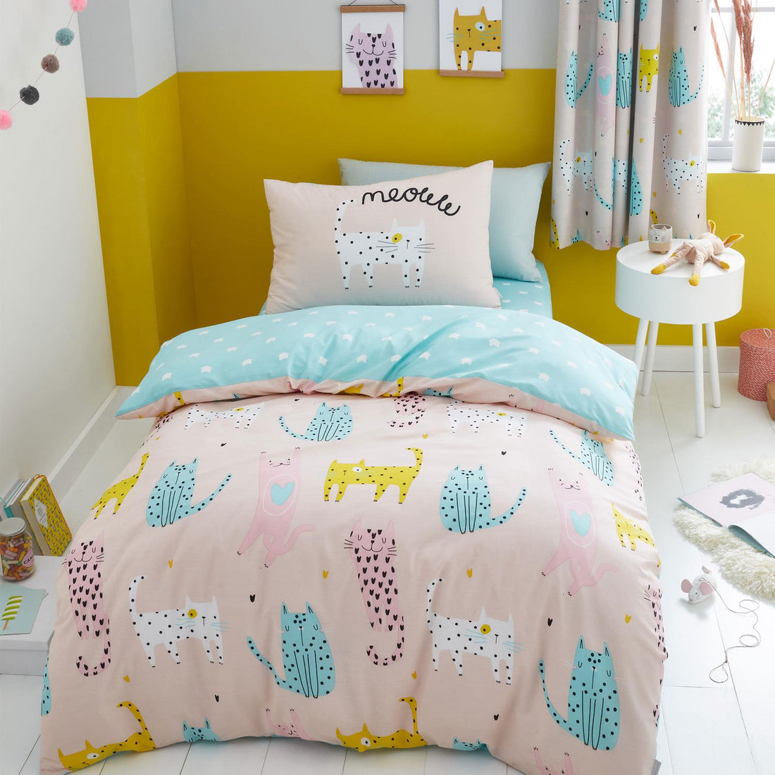 Catherine Lansfield Cute Cats Duvet Cover Set Kids Bedding