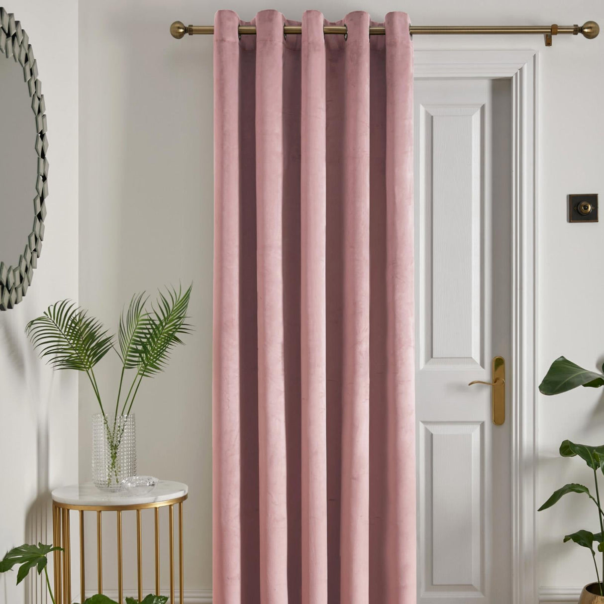 Laurence Llewelyn-Bowen Montrose Blackout Eyelet Single Panel Door Curtain - Blush