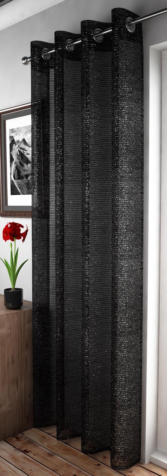 Adele Eyelet Voile Panel Black 140cm x 183cm - Ideal