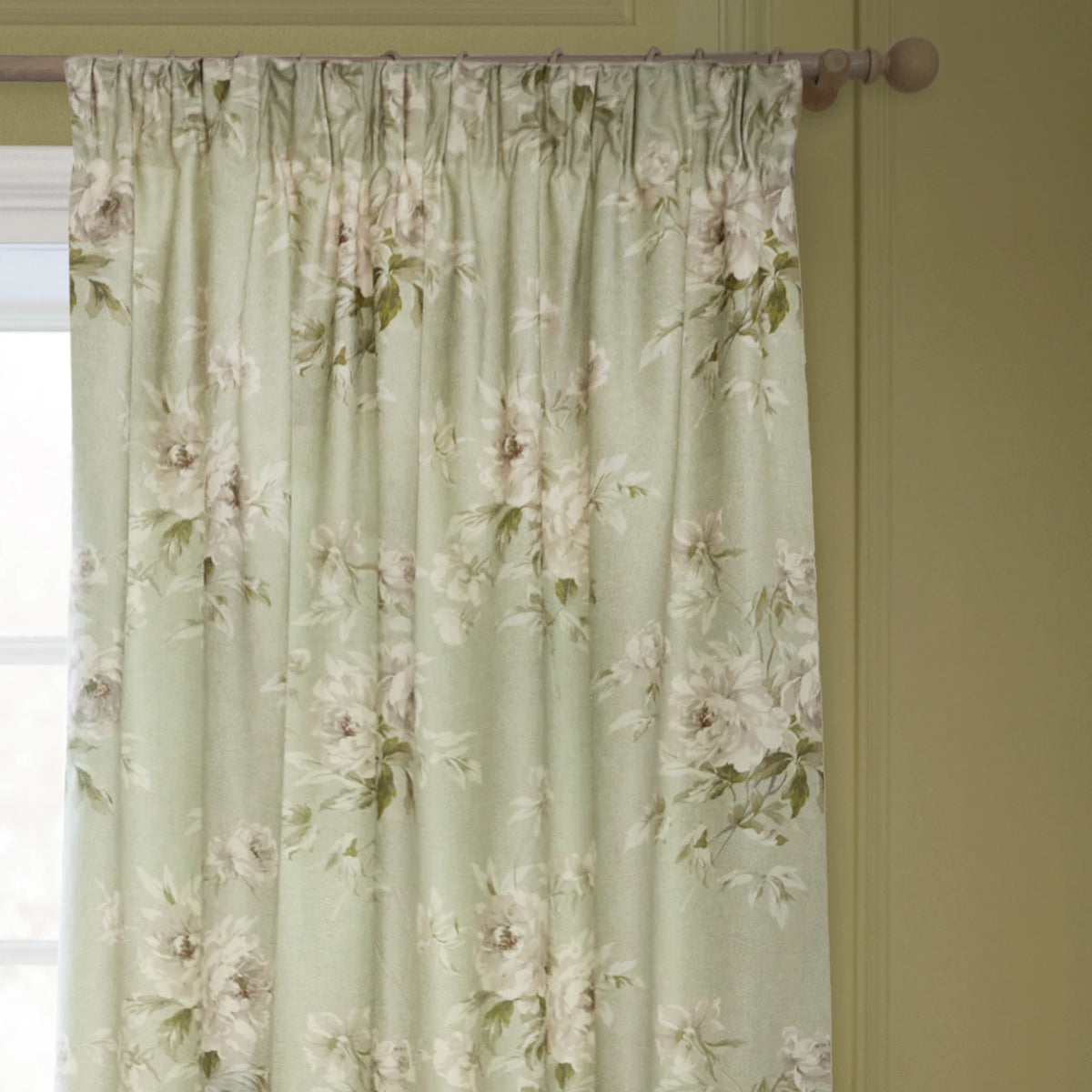 Adele Lined Sage Thermal Dimout Pencil Pleat Curtains - additional product view 2