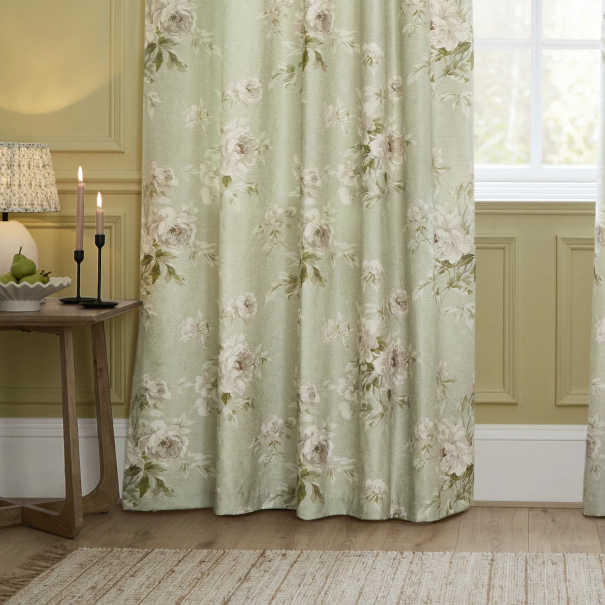 Adele Lined Sage Thermal Dimout Pencil Pleat Curtains - additional product view 3