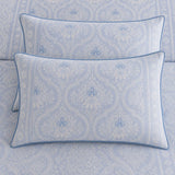 Close-up of matching Alexia Blue Floral Cotton Duvet Cover Set pillowcases showing the pattern and fabric detail