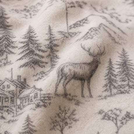 Macro close-up of the natural fabric on the Alpine Stag Flannelette Duvet Cover Set