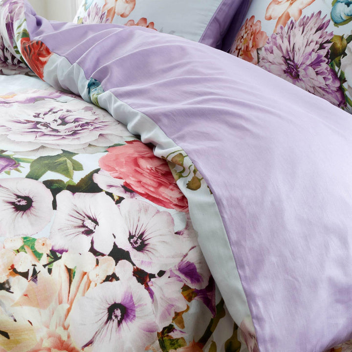 Amaranth Floral Cotton Sateen Duvet Cover Set - Ideal