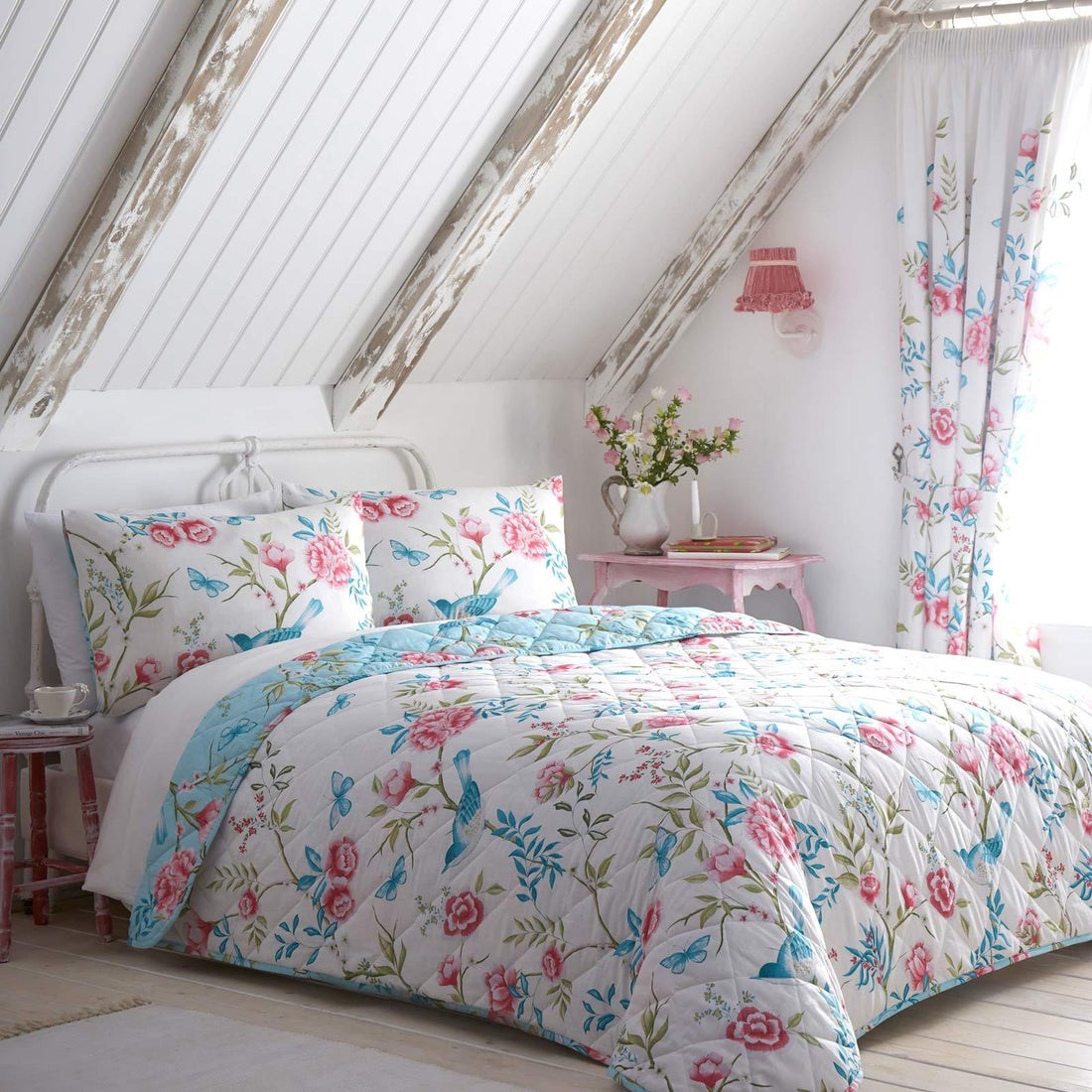 Amelle Floral Bedspread 230cm x 200cm - Blue