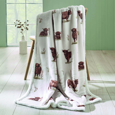 Catherine Lansfield Angus Highland Cow Wallpaper Natural