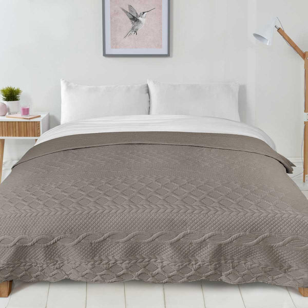 Aran Bedspread Set Stone Cream - Ideal