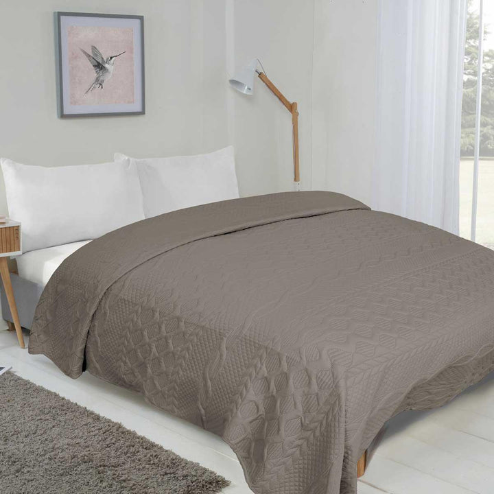 Aran Bedspread Set Stone Cream - Ideal