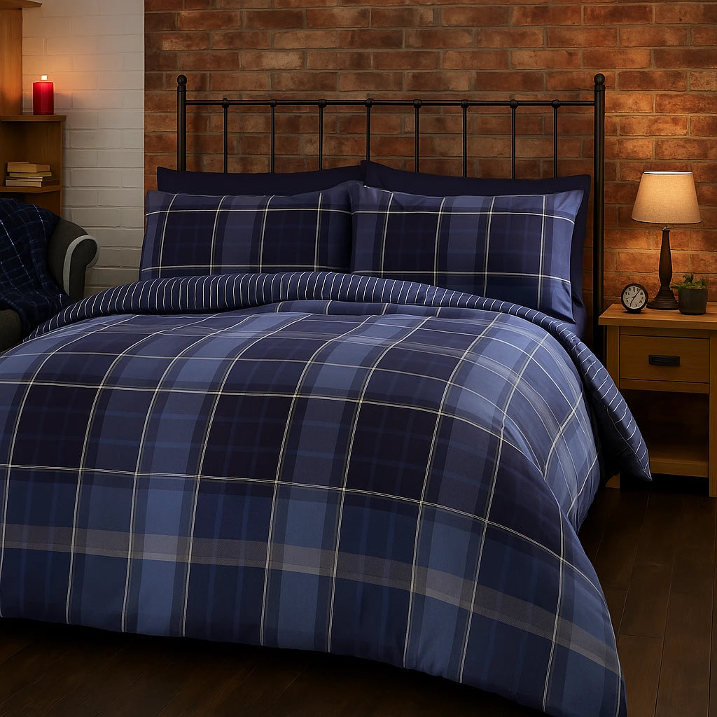 Argyle Blue Duvet Cover Bedding Set