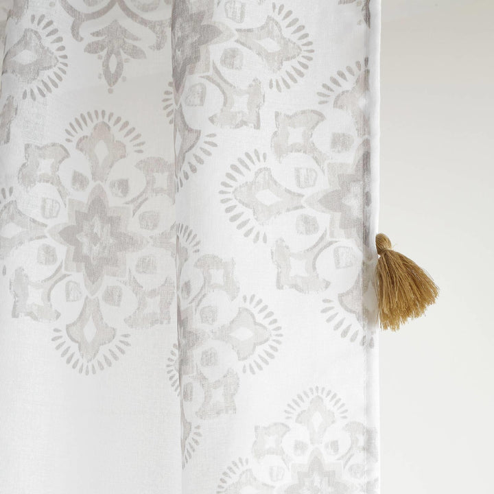 Ariana Tassel Voile Curtain Panel White & Natural - Ideal