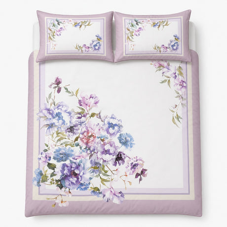 AI bird's-eye flat lay - Arley Floral Cotton Sateen Duvet Cover Set