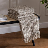 Arvo Woven Tasselled Boucle Feather Throw Blanket 130cm x 180cm - additional product view 1