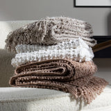 Arvo Woven Tasselled Boucle Feather Throw Blanket 130cm x 180cm - additional product view 5