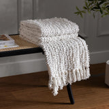 Arvo Woven Tasselled Boucle Natural Throw Blanket 130cm x 180cm - additional product view 1