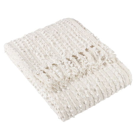 Arvo Woven Tasselled Boucle Natural Throw Blanket 130cm x 180cm - additional product view 2