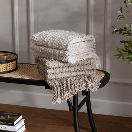 Arvo Woven Tasselled Boucle Natural Throw Blanket 130cm x 180cm - additional product view 4