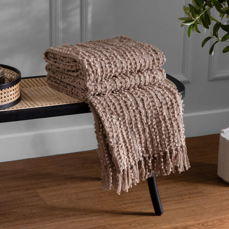 Arvo Woven Tasselled Boucle Plaster Throw Blanket 130cm x 180cm - additional product view 1