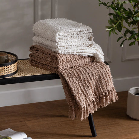 Arvo Woven Tasselled Boucle Plaster Throw Blanket 130cm x 180cm - additional product view 4