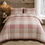 Ashford Check Cosy Flannelette Duvet Cover Set in natural styled on a coordinated bedroom bed