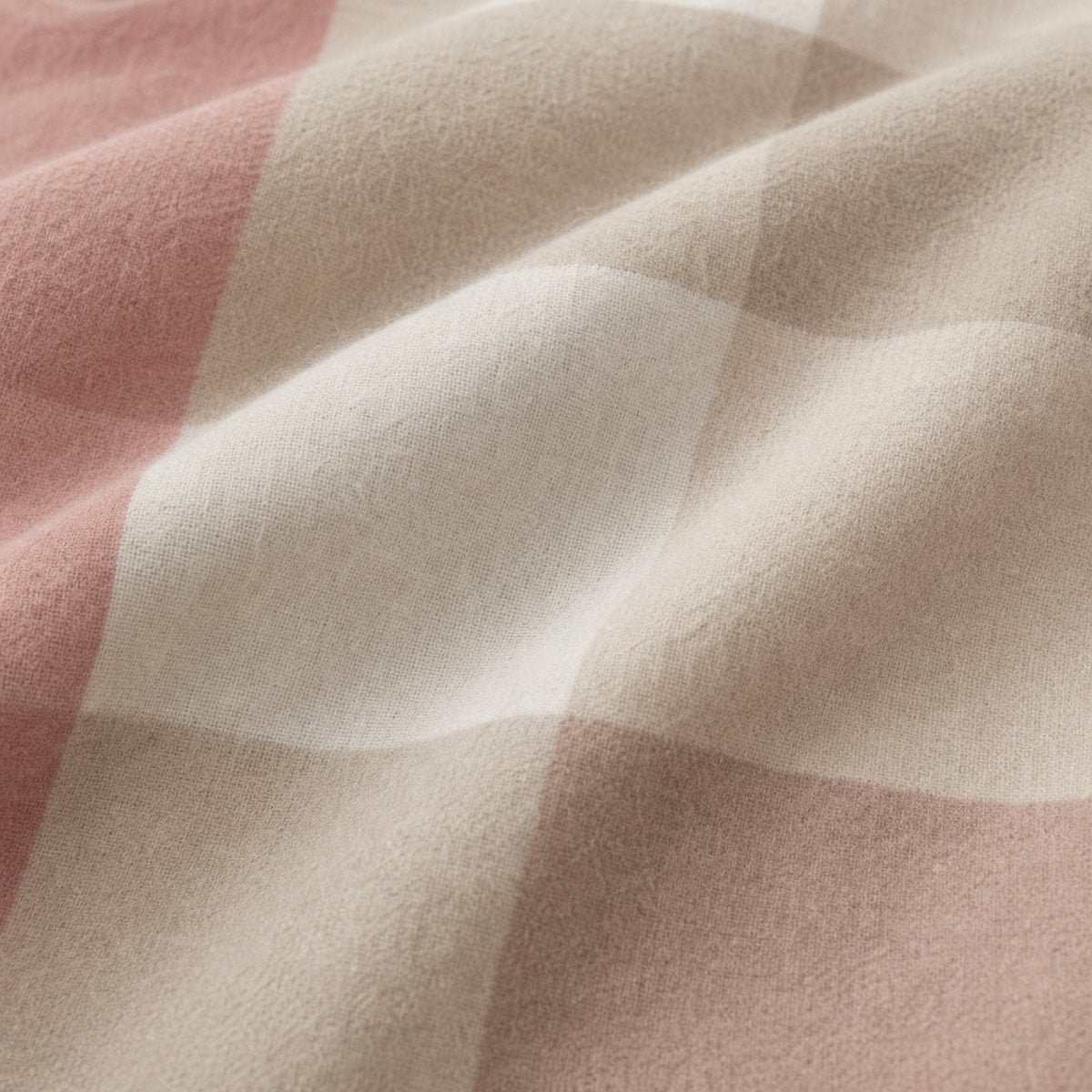 Macro close-up of the natural fabric on the Ashford Check Cosy Flannelette Duvet Cover Set
