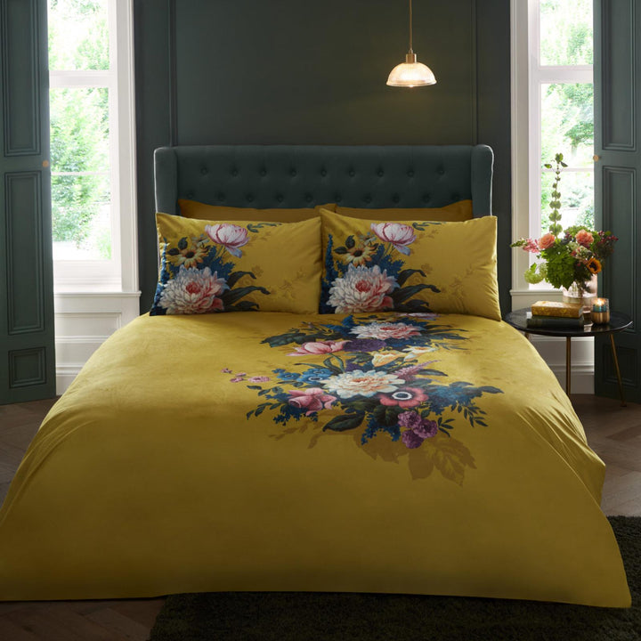Ashington Floral Velvet Duvet Cover Set - Ideal