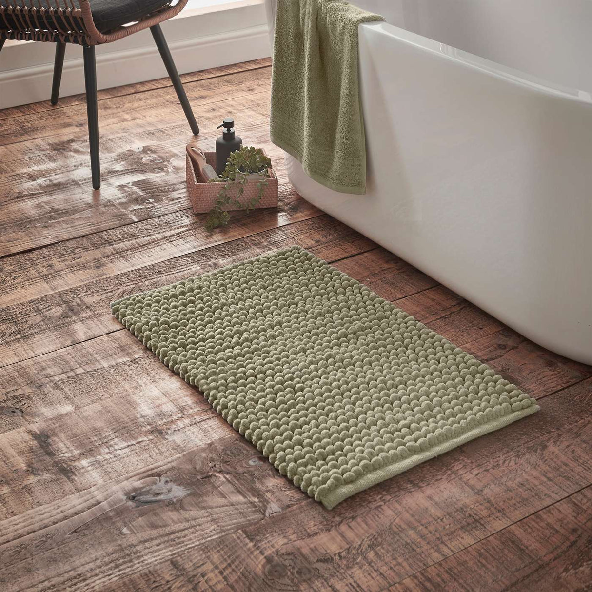 Bianca Aspen Bobble 50x80cm Bath Mat Sage Green