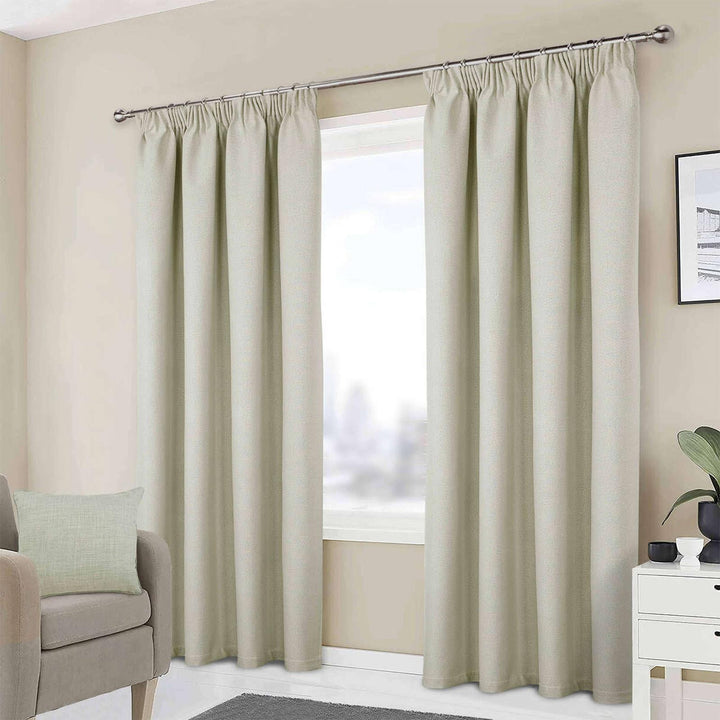 Athos Blackout Tape Top Curtains Cream - Ideal
