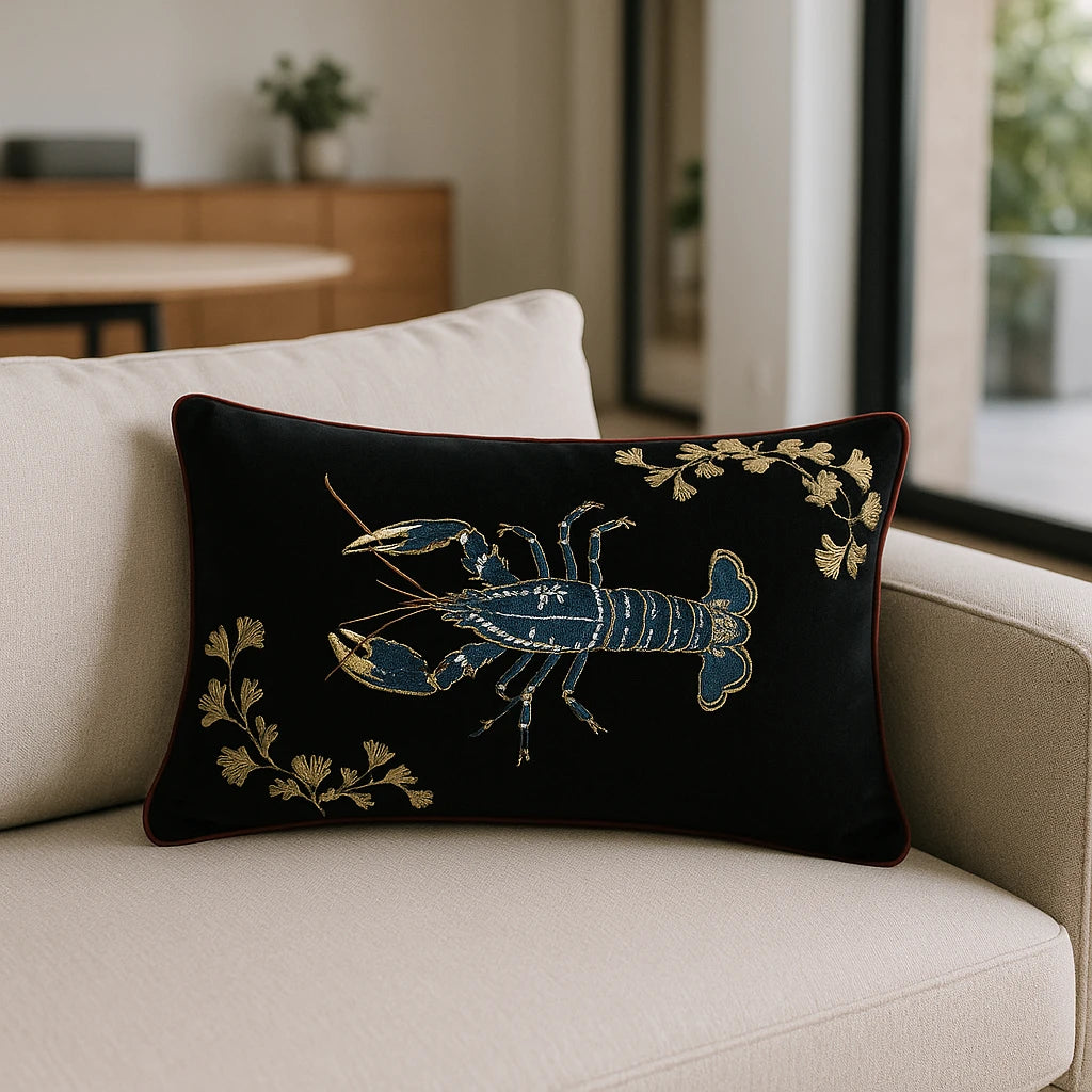 Atlantica Velvet Black Cushion Cover or Filled Cushion 40cm x 60cm