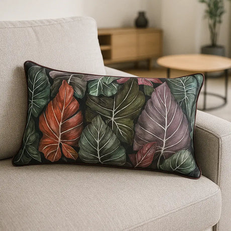 Mogori Leafage Cushion Cover 12" x 20" - Aubergine