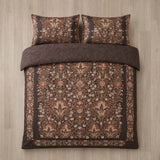 Overhead flat lay of the Audrey 100% Cotton Duvet Cover Set in spice with two matching pillowcases