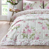 Catherine Lansfield Avebury Floral Reversible Quilted 220x230cm Bedspread Cream