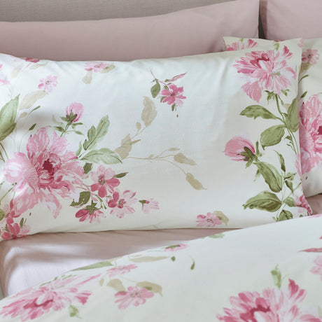 Catherine Lansfield Avebury Floral Reversible Duvet Cover Set with Pillowcase Cream