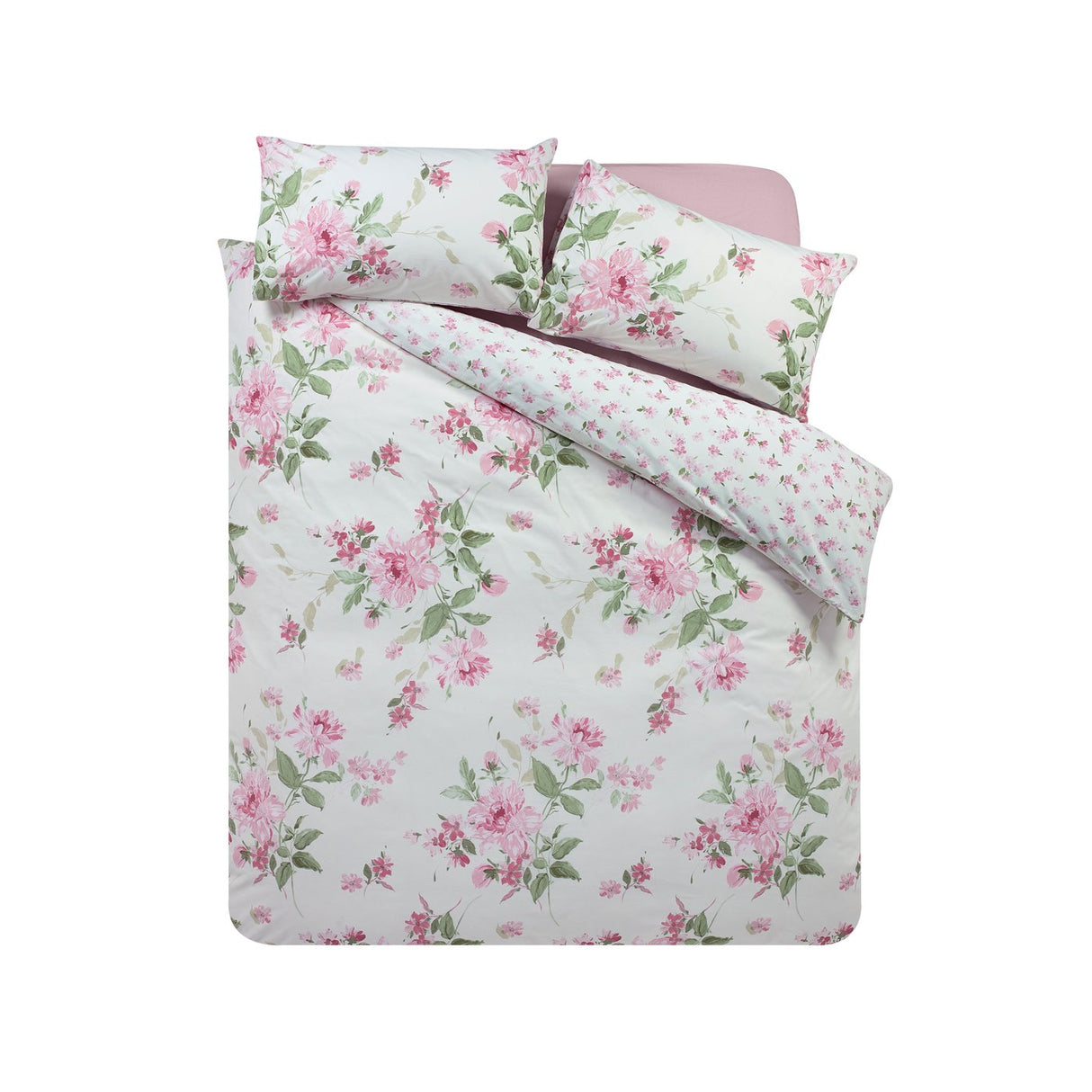 Catherine Lansfield Avebury Floral Reversible Duvet Cover Set with Pillowcase Cream