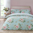 Catherine Lansfield Avebury Floral Reversible Duvet Cover Set - Duck Egg Blue