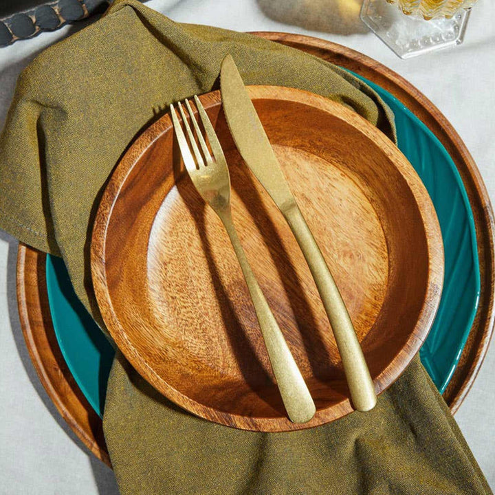 Avie 16 Piece Curved Gold Cutlery Set - Ideal