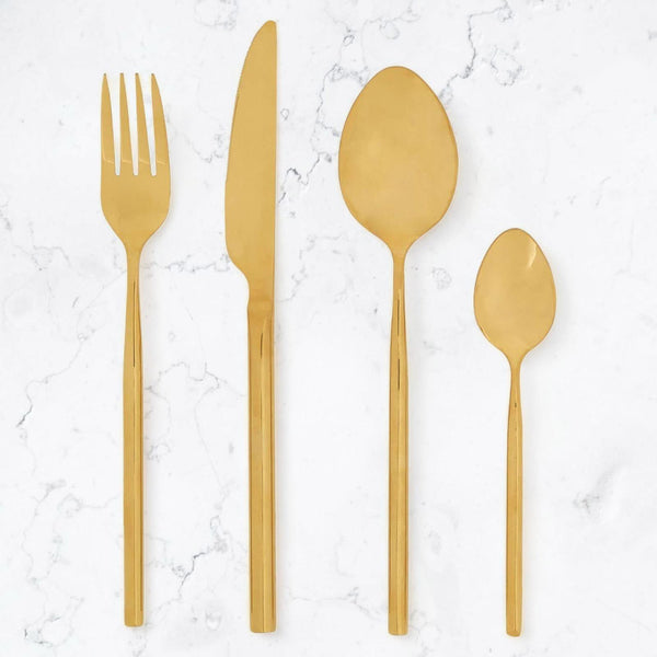 Avie 16 Piece Gold Cutlery Set - Ideal