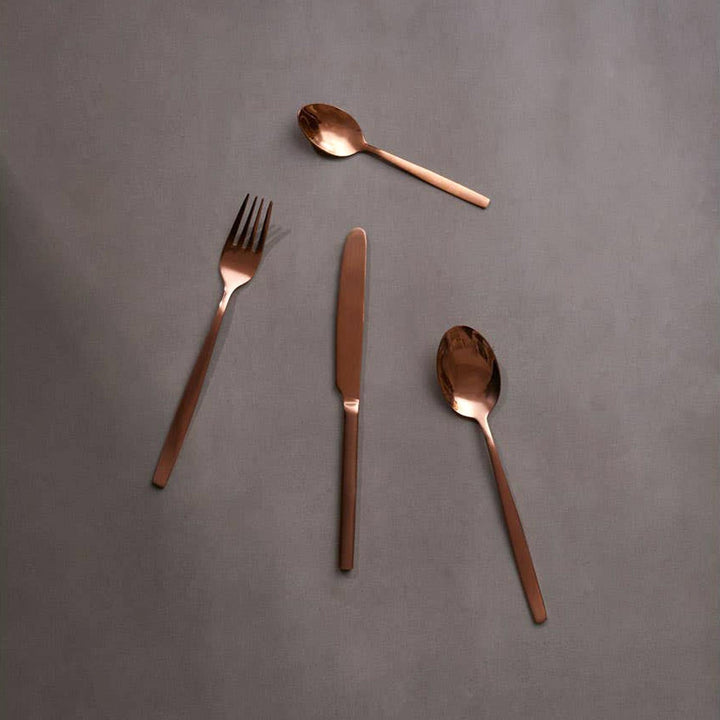 Avie 16 Piece Rose Gold Cutlery Set - Ideal