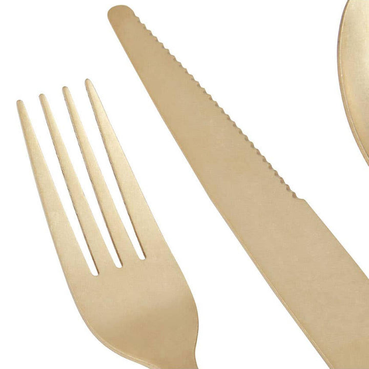 Avie 16 Piece Straight Gold Cutlery Set - Ideal