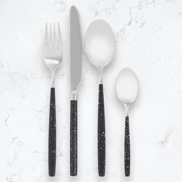 Avie Black Splatter 16 Piece Cutlery Set - Ideal