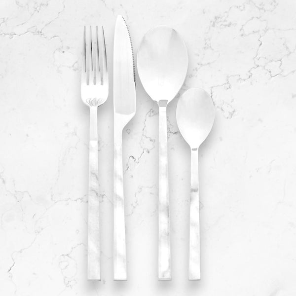 Avie White Marble 16 Piece Cutlery Set - Ideal