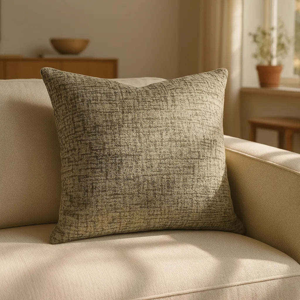 Avon Chenille Green Cushion Cover and Filled Cushion 45cm x 45cm
